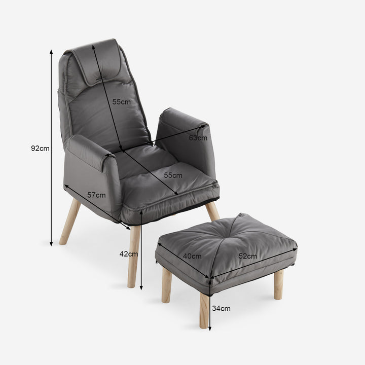 Drora Soft Accent Chair with Ottoman [PU Leather]