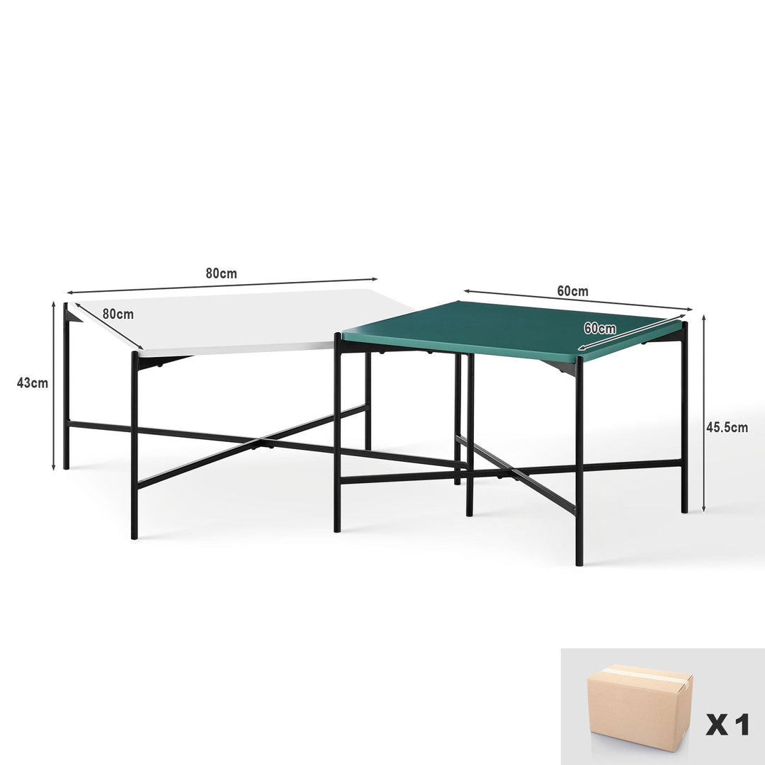 Arol 2 - Piece High Gloss Square Nesting Coffee Table Set - Clipop Furniture