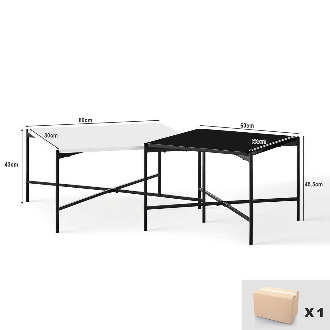 Arol 2 - Piece High Gloss Square Nesting Coffee Table Set - Clipop Furniture