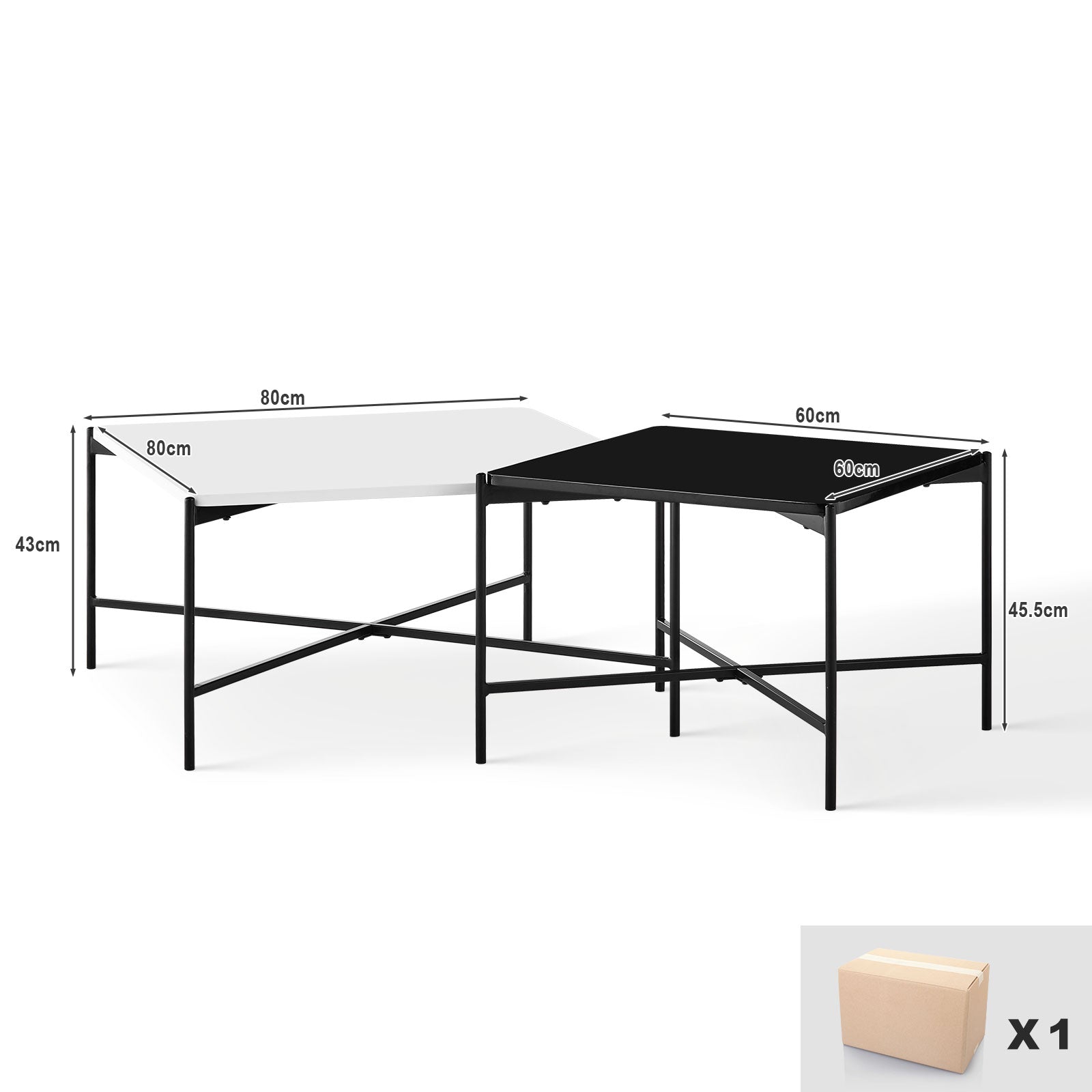 Arol 2 - Piece High Gloss Square Nesting Coffee Table Set - Clipop Furniture