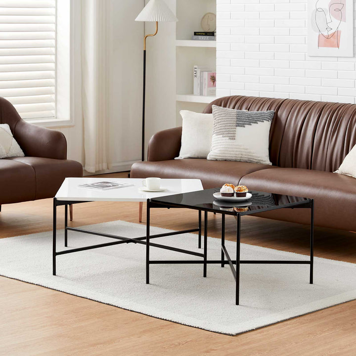 Arol 2 - Piece High Gloss Square Nesting Coffee Table Set - Clipop Furniture