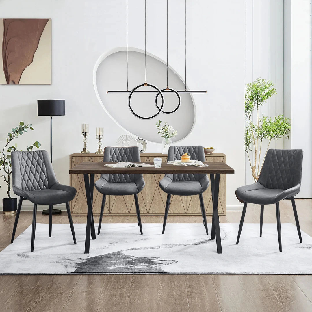 Carl Dining Chairs Set of 2 PU Leather Grey 4