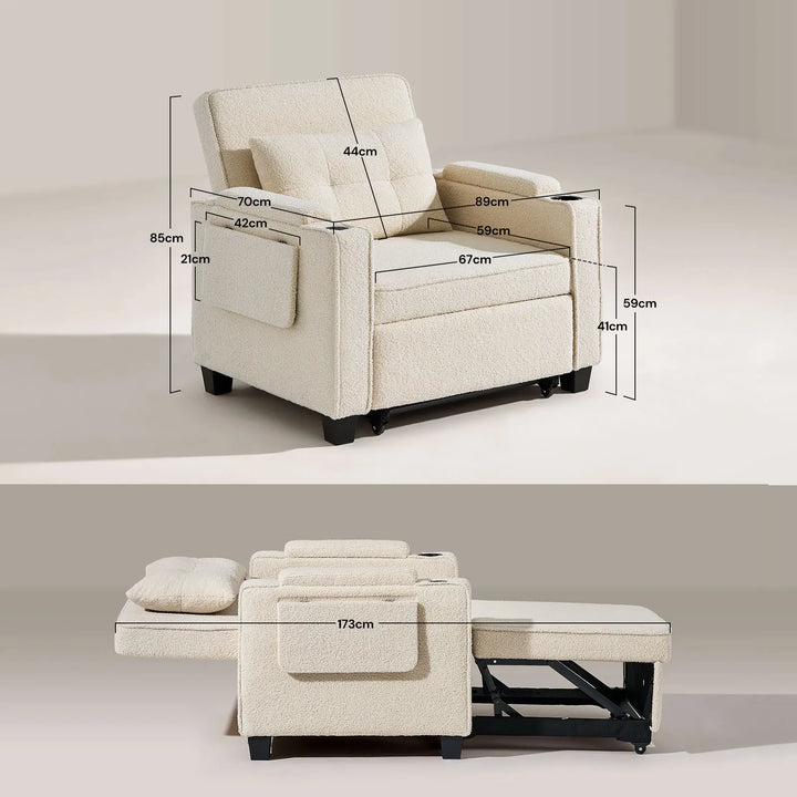 Dimensions of Clarkson 1-Seater Boucle Armchair