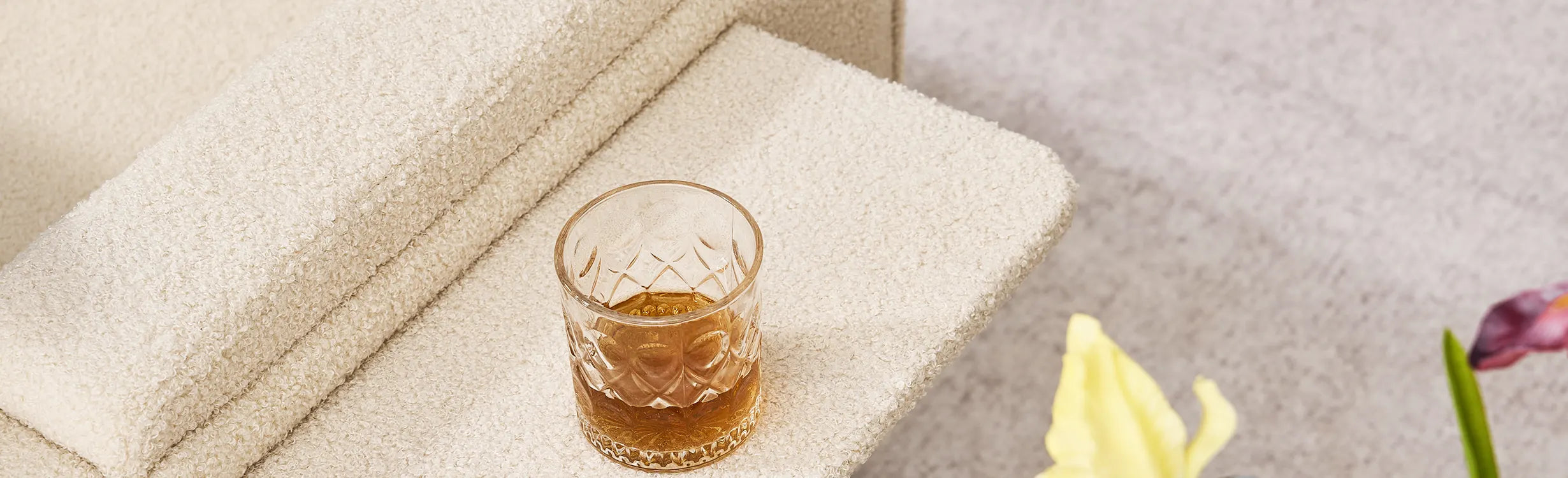 Close-up of Clarkson 1-Seater Boucle Armchair boucle fabric, soft, tactile, and premium upholstery texture