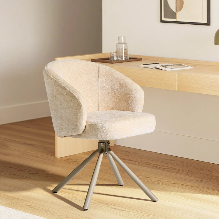 Cleo cream Swivel Chair at a home office desk