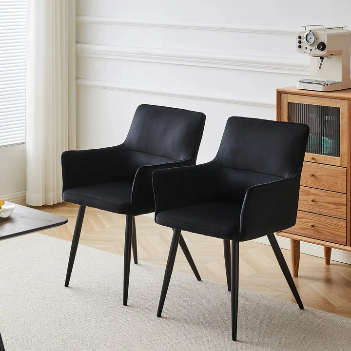 Ebern Velvet Armchairs in Black 1