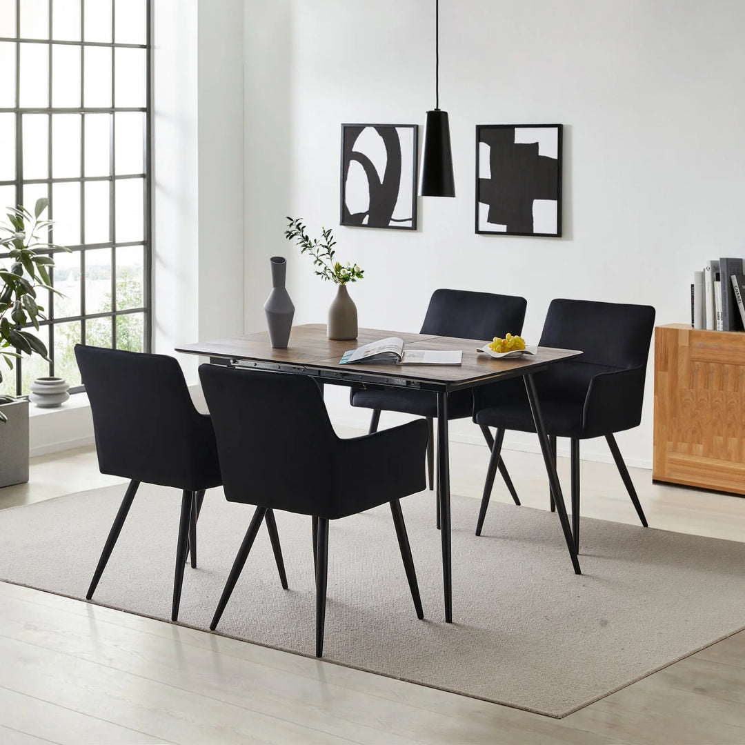 Ebern Velvet Armchairs in Black 3