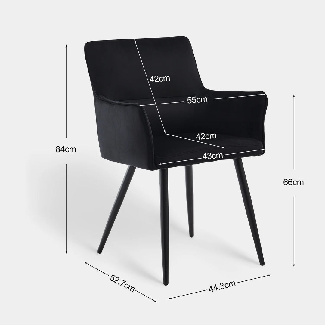 Ebern Velvet Armchairs in Black Dimensions