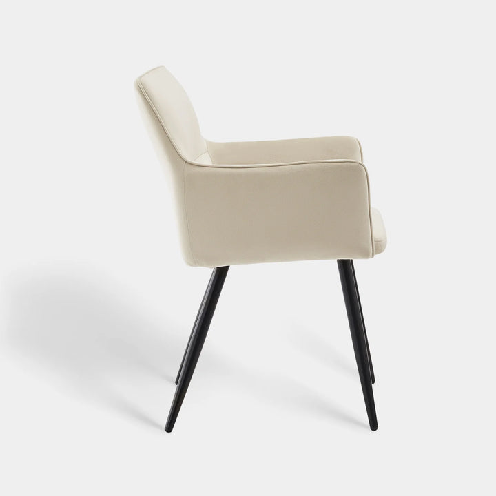 Ebern Velvet Armchairs in Cream White 3