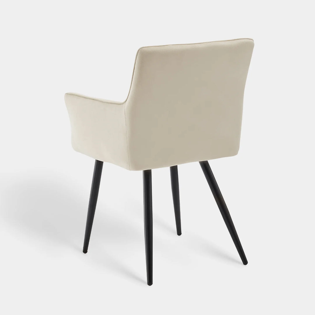 Ebern Velvet Armchairs in Cream White 4