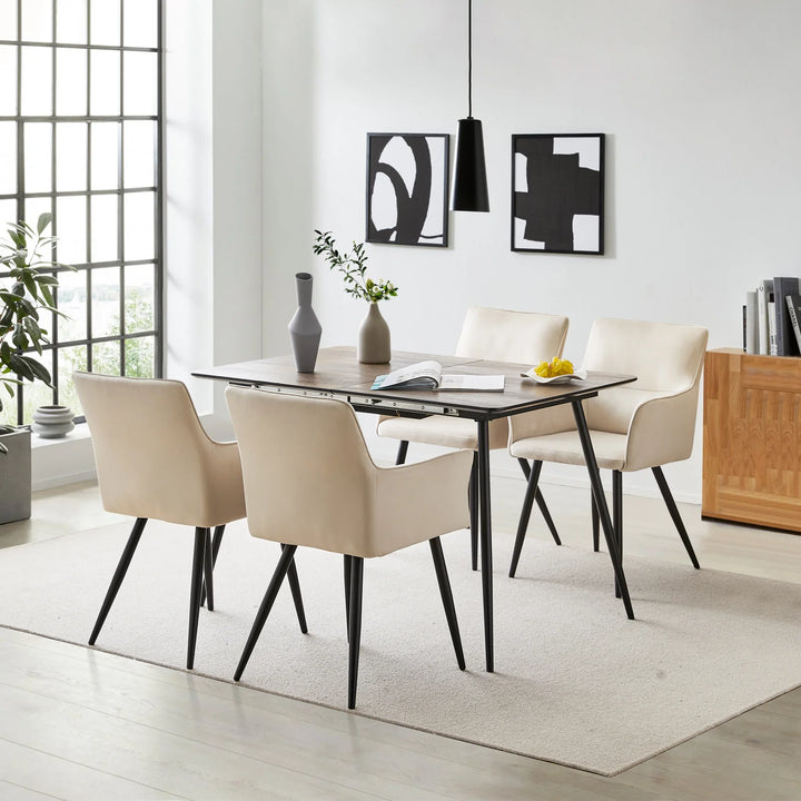 Ebern Velvet Armchairs in Cream White 6