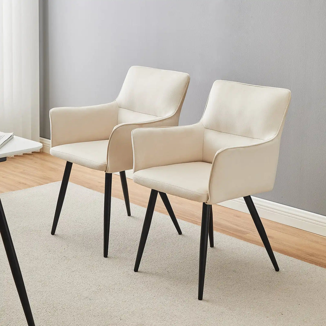 Ebern Velvet Armchairs in Cream White 7