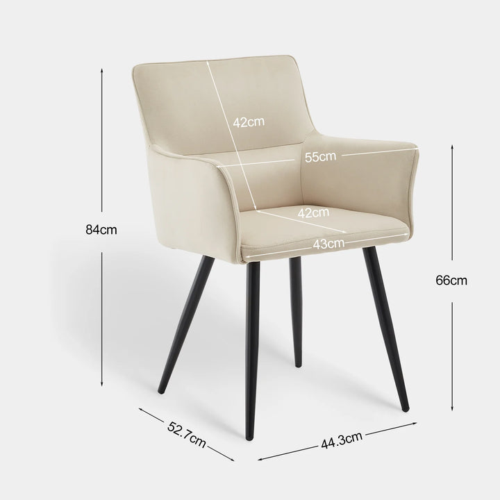 Ebern Velvet Armchairs in Cream White Dimensions