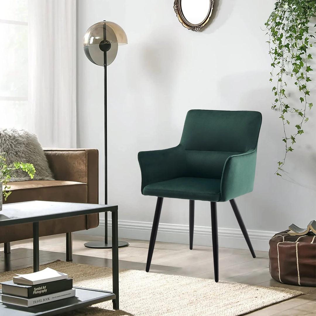 Ebern Velvet Armchairs in Green 3