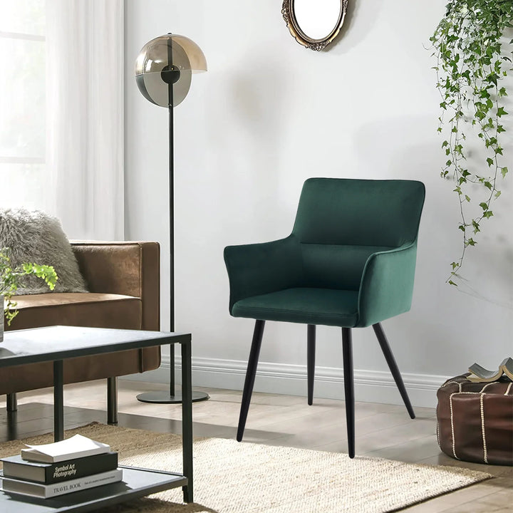 Ebern Velvet Armchairs in Green 3