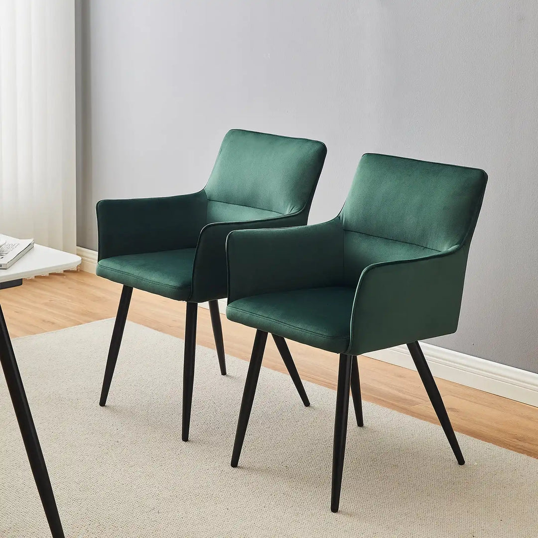 Ebern Velvet Armchairs in Green 4