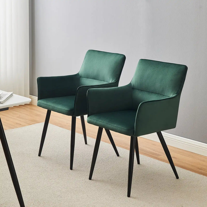 Ebern Velvet Armchairs in Green 4