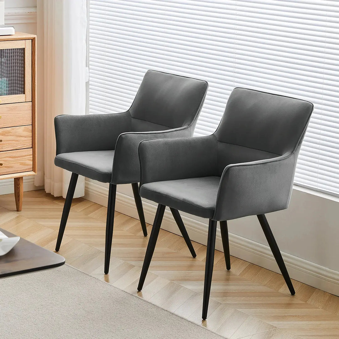 Ebern Velvet Armchairs in Grey 2