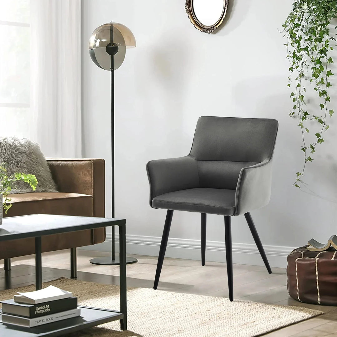 Ebern Velvet Armchairs in Grey 5