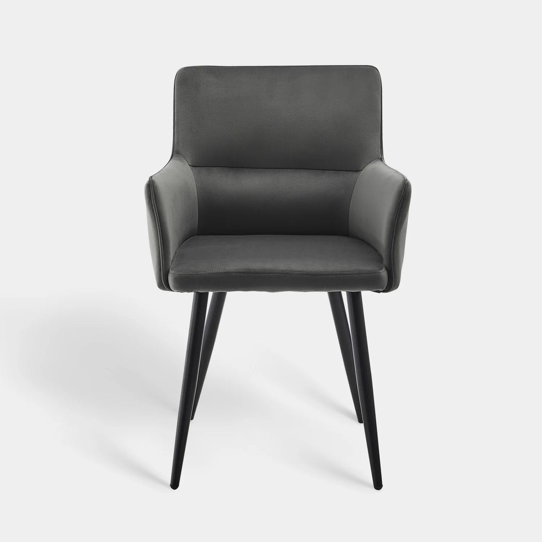 Ebern Velvet Armchairs in Grey 6