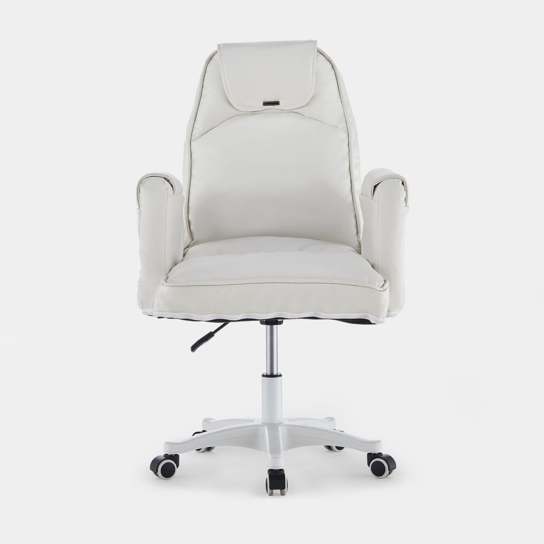 Kamer Upholstered Home Office Chair [PU Leather] [Cream White]