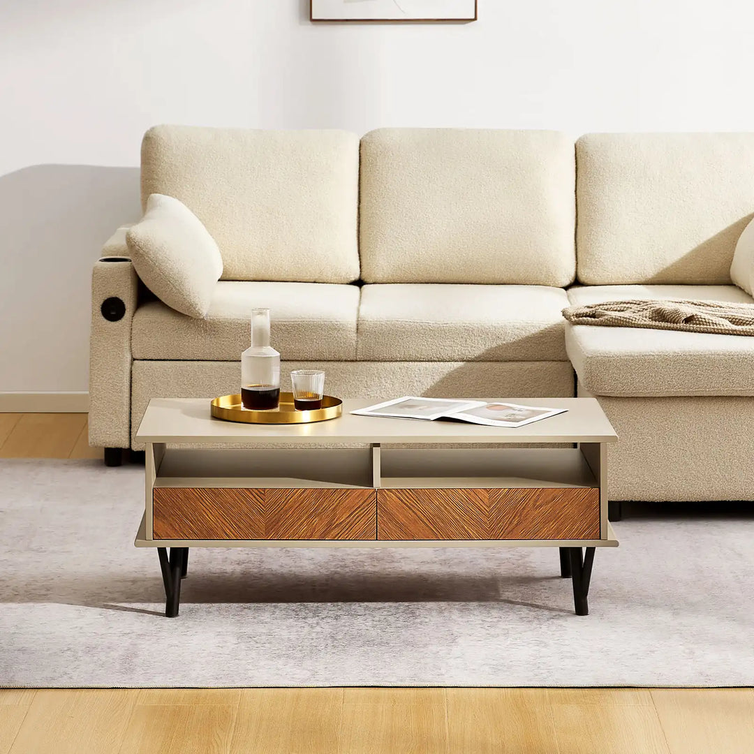 Milano Coffee Table placed in front of a sofa in the living room