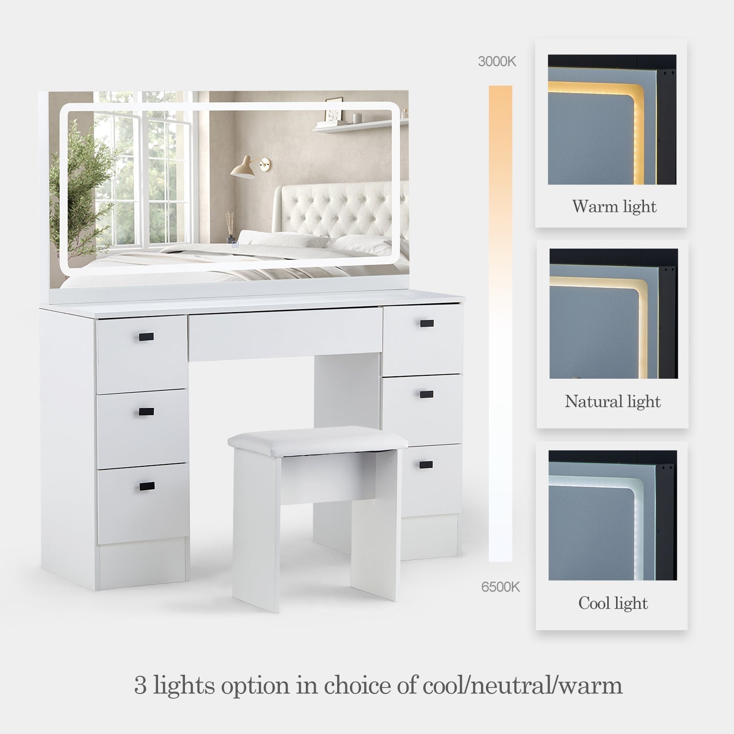 Milianna Hollywood White Dressing Table - Clipop Furniture
