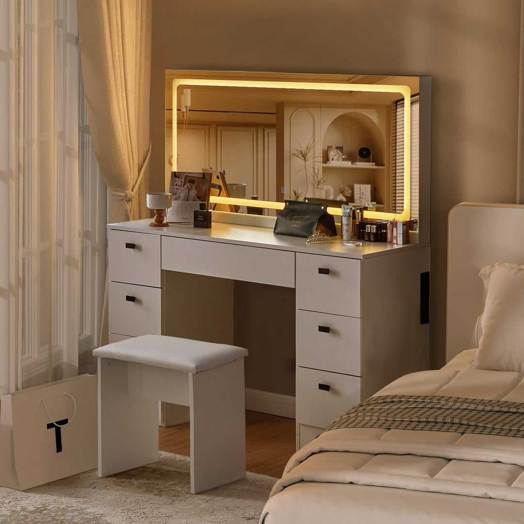 Milianna Hollywood White Dressing Table - Clipop Furniture
