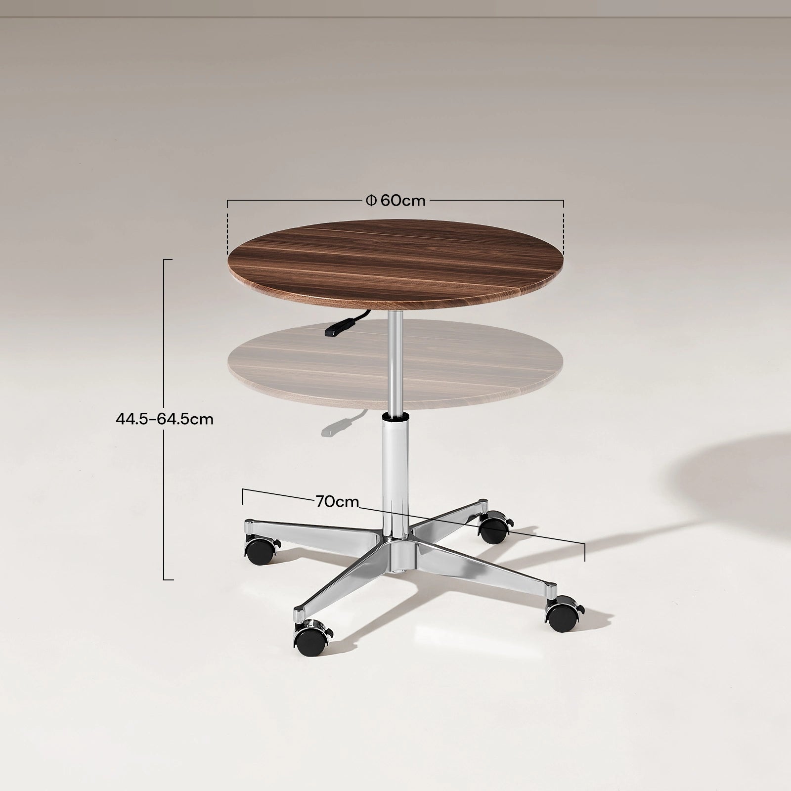Vesna bistro table with height and size details, UK furniture for versatile small space use