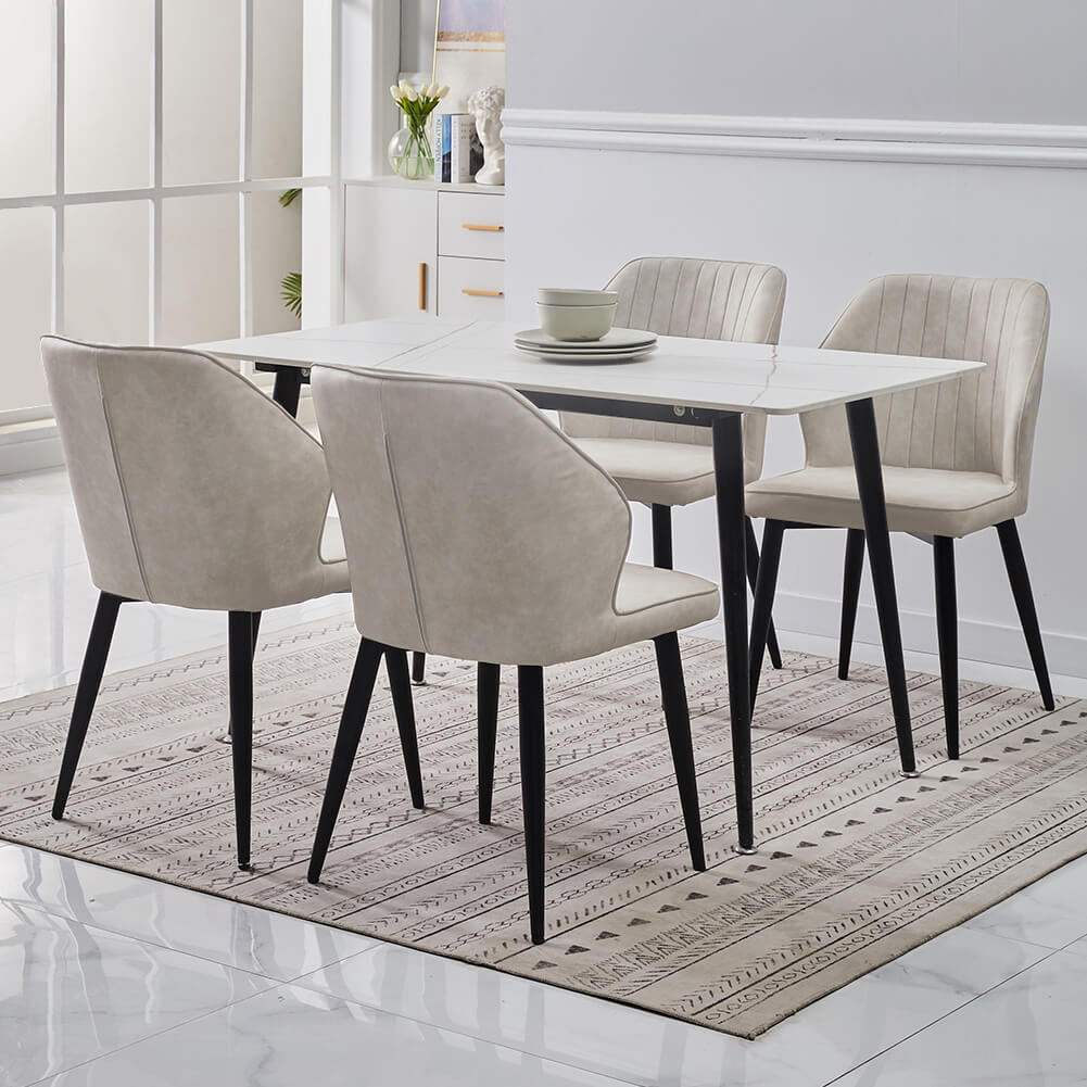 Danforth Dining Chairs Beige Faux Leather | CLIPOP