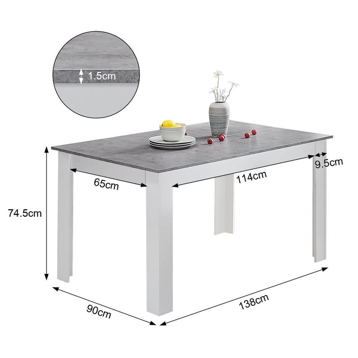 Bruce Modern Rectangle Grey Kitchen Dining Table for 4 6 Seater | CLIPOP