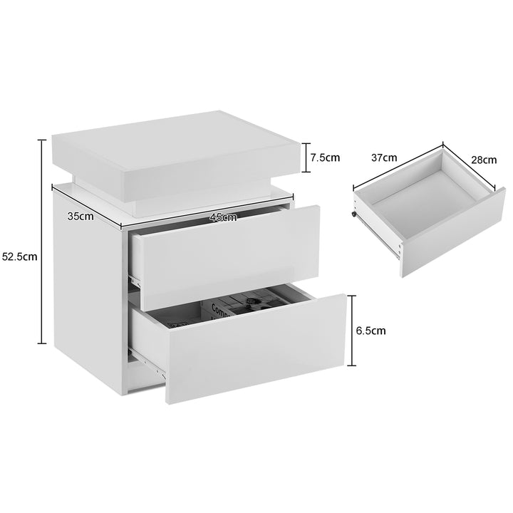Kumar LED Light Bedside Table [2 Drawers][Nightstand]