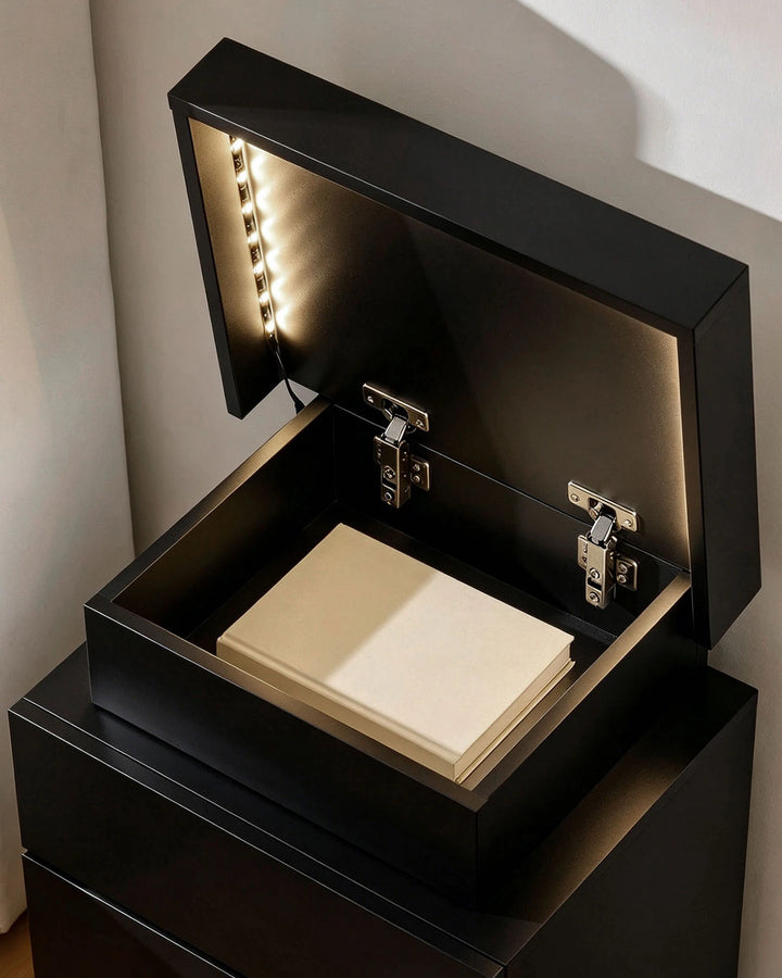 Kumar Bedside Table with RGB Lighting & Charging [2 Drawers]