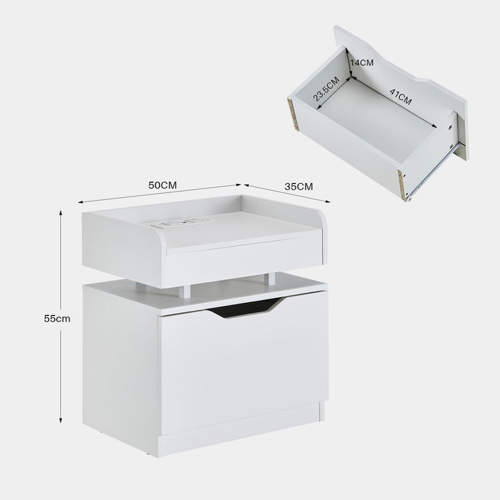 Kist LED Light Bedside Table [Charging Station][Nightstand]