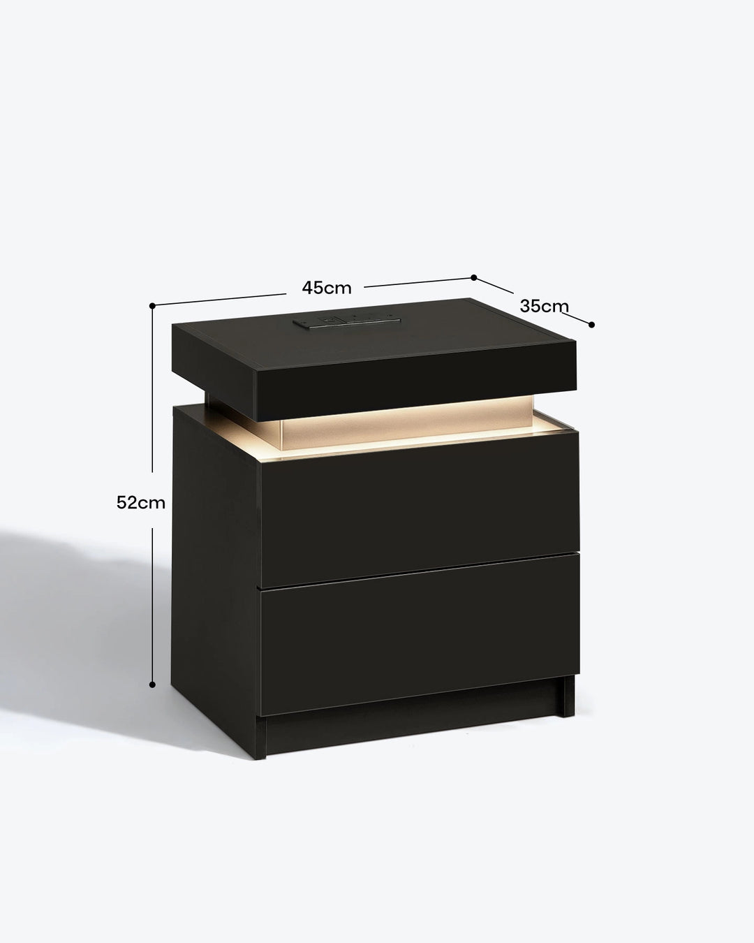 Kumar Bedside Table with RGB Lighting & Charging [2 Drawers]