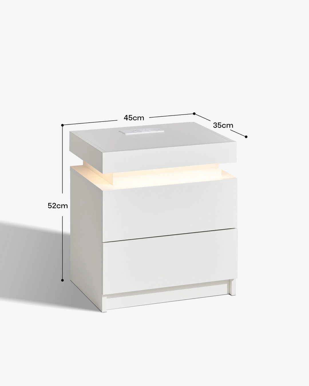 Kumar Bedside Table with RGB Lighting & Charging [2 Drawers]