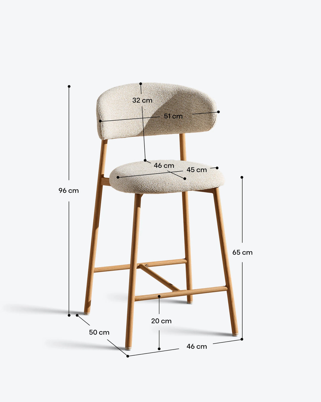 Rowan Oak Bar Stool dimensions and measurements