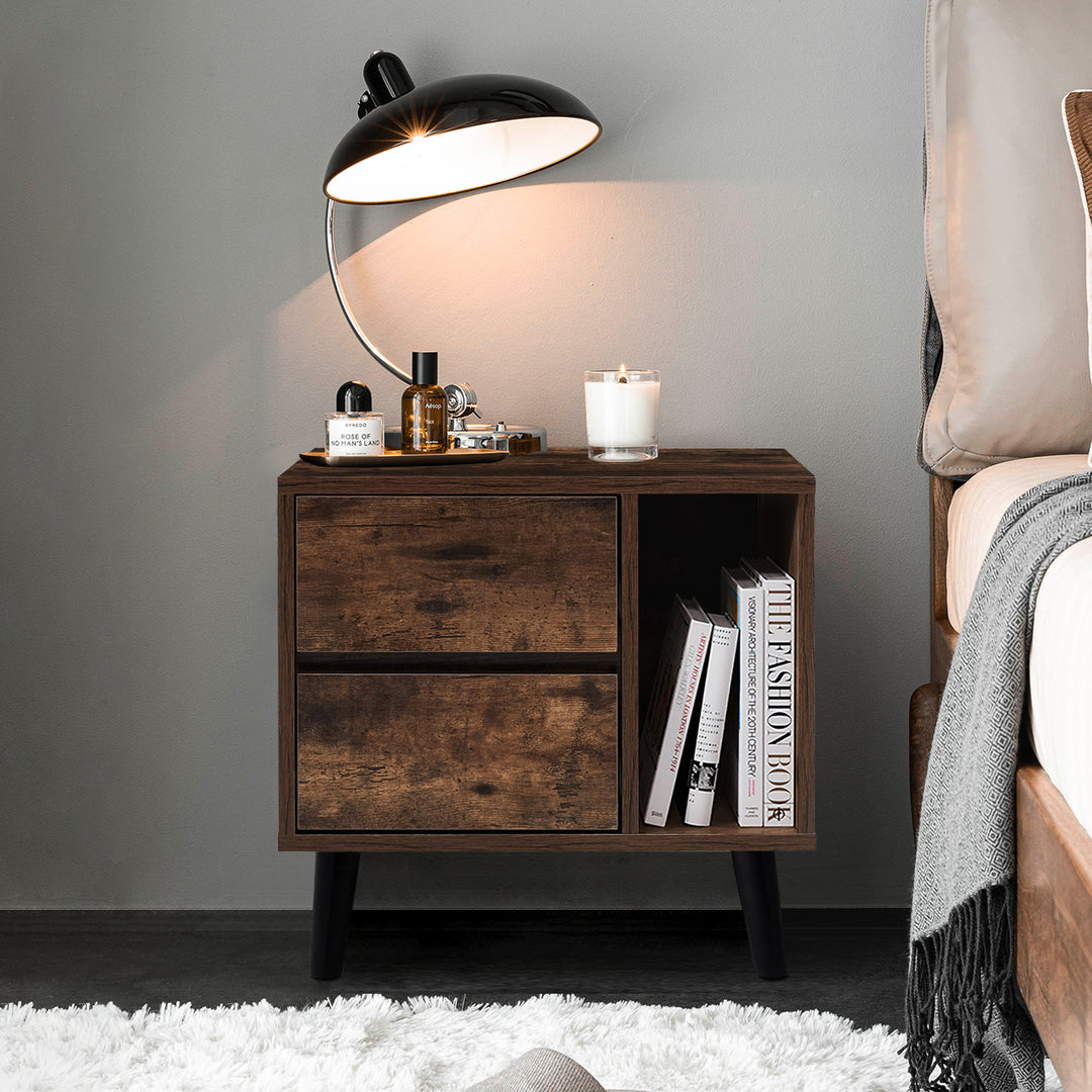 Andru Modern White Wood Bedside Table