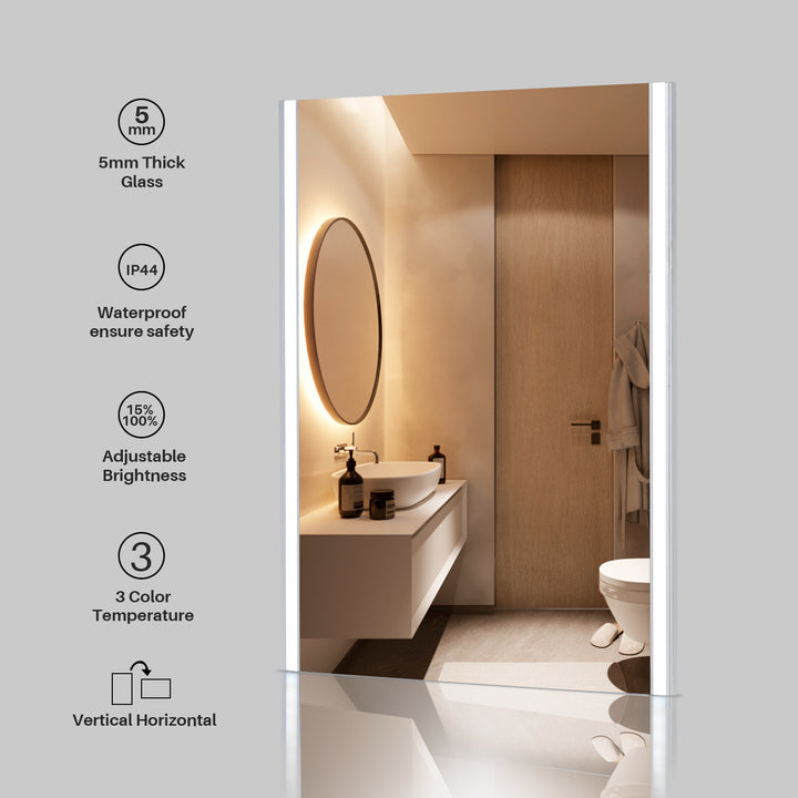 Faye Streamline Frameless Bathroom Mirror [Led Light]