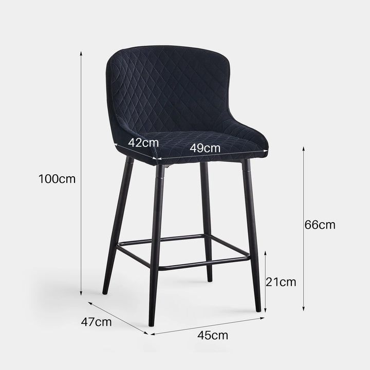 Dundas Bar Stools [Set of 2] [Velvet] [65cm]