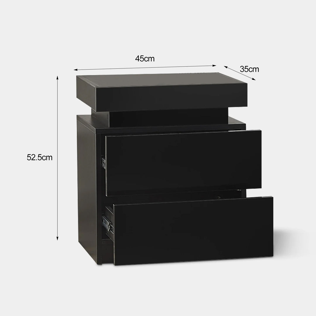 Kumar LED Light Bedside Table [2 Drawers][Nightstand]