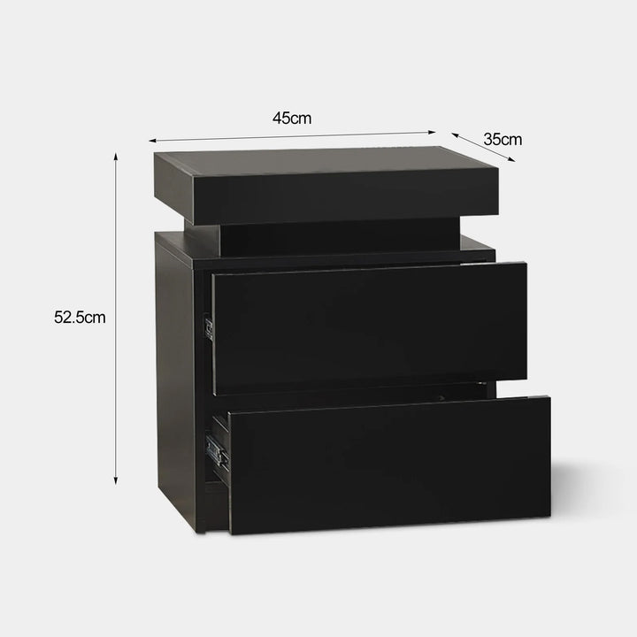 Kumar LED Light Bedside Table [2 Drawers][Nightstand]