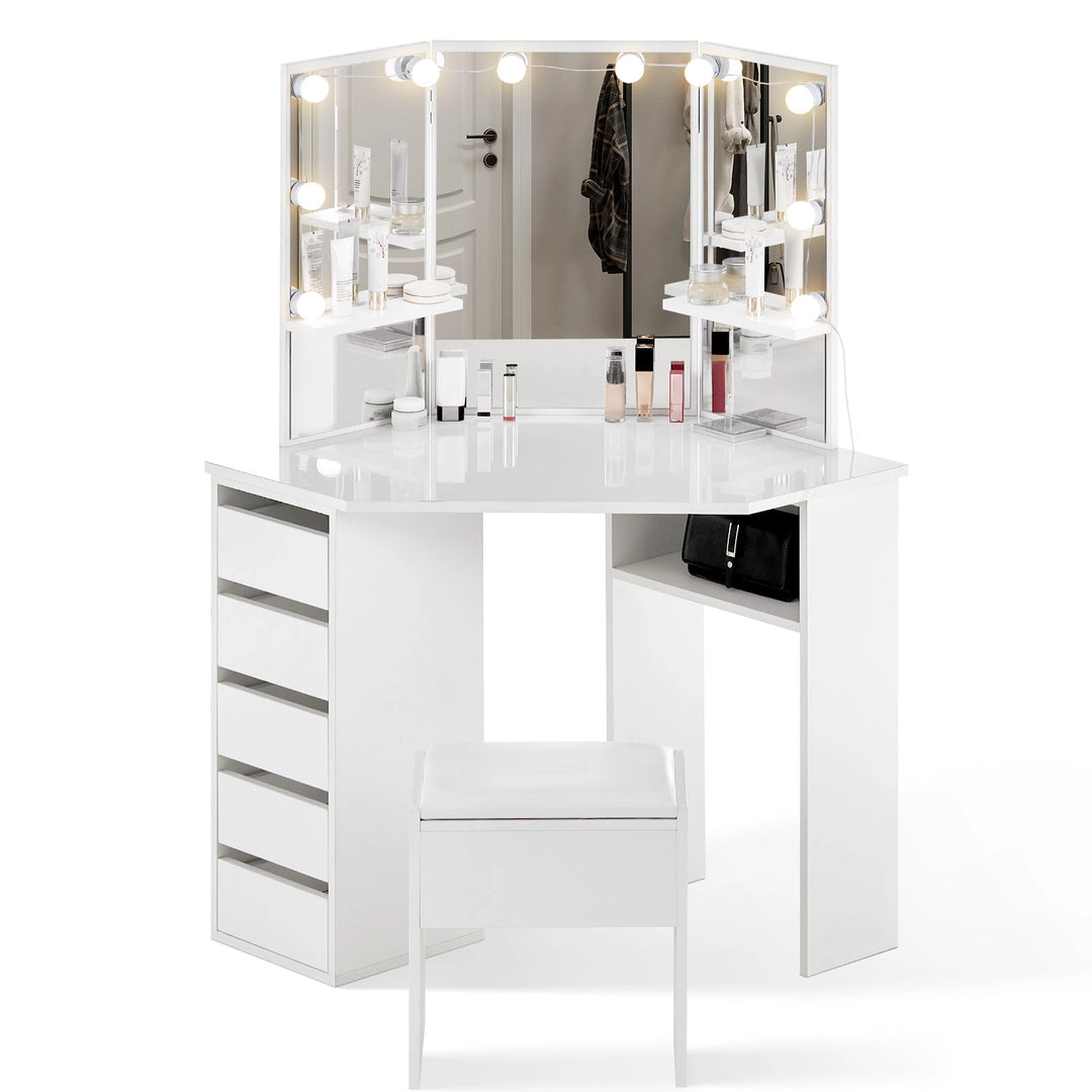 Roze Corner Dressing Table with Stool