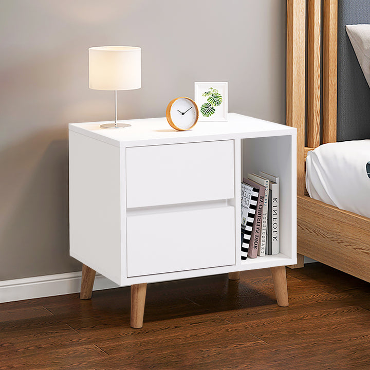 Andru Modern White Wood Bedside Table