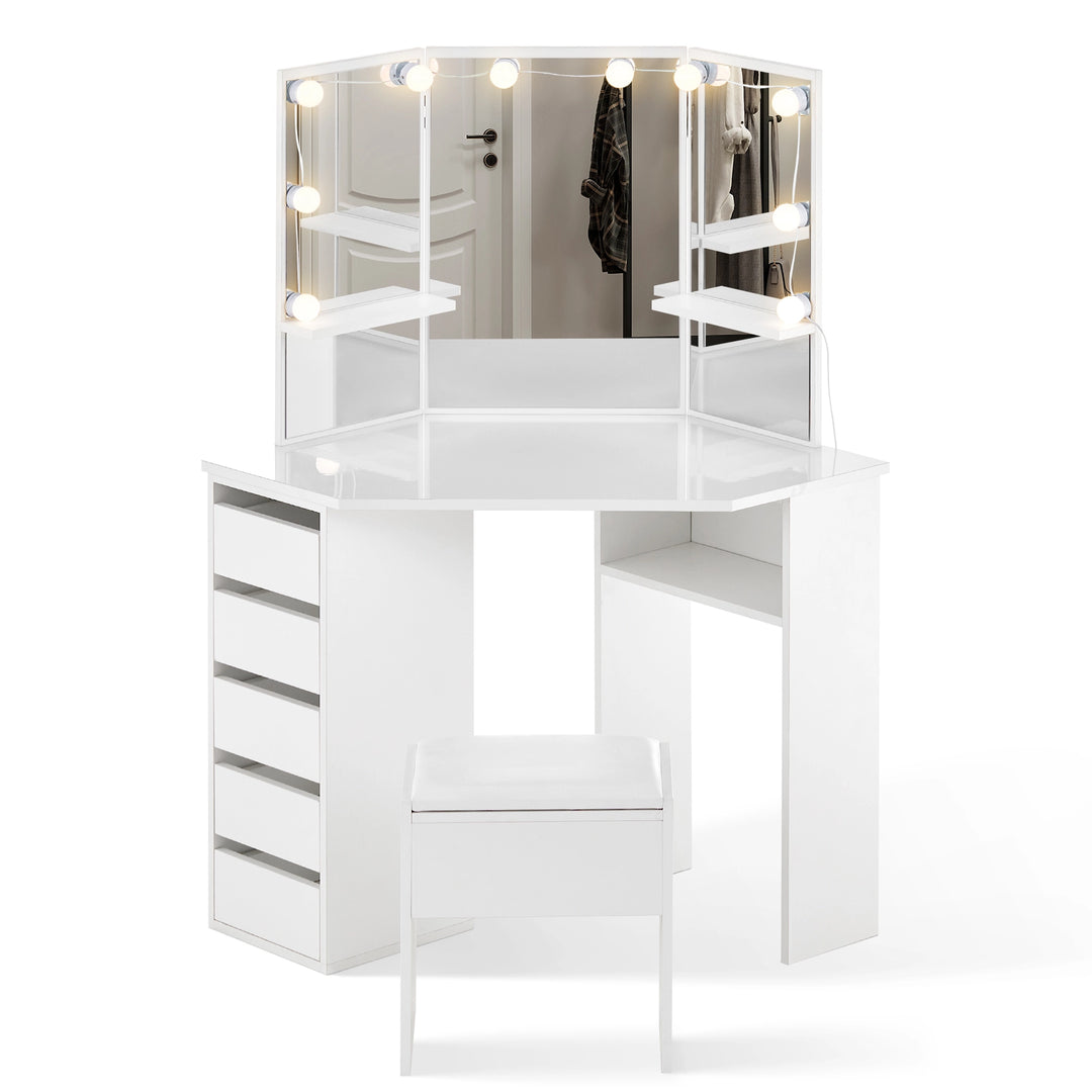 Roze Corner Dressing Table with Stool
