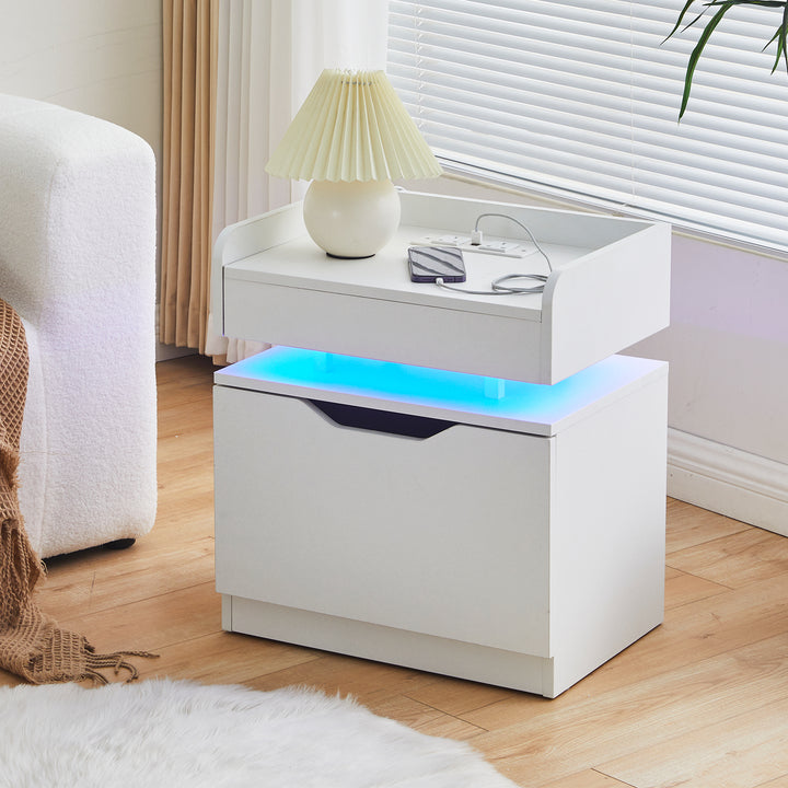 Kist LED Light Bedside Table [with Charging Station]