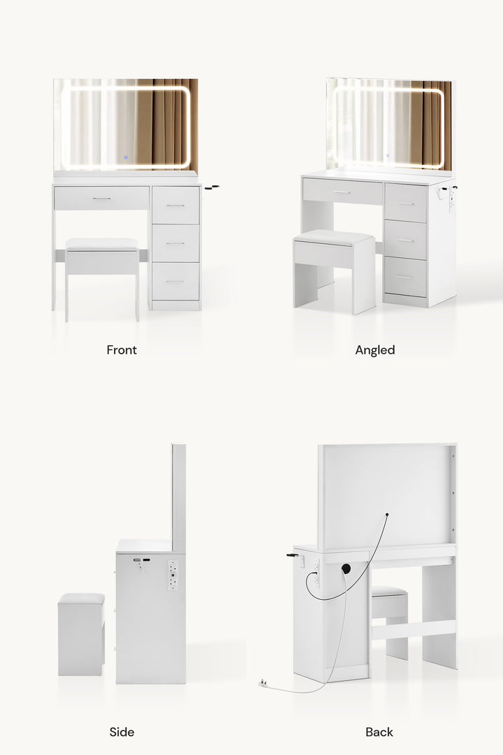 Hollywood LED Light Dressing Table Set [Hairdryer Holder]