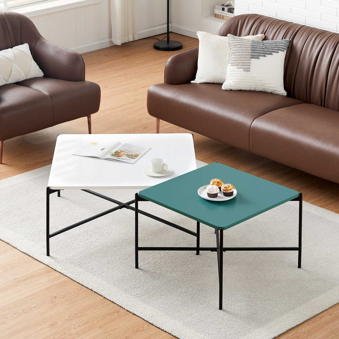 Arol 2-Piece High Gloss Square Nesting  Coffee Table Set