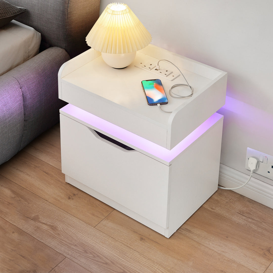 Kist LED Light Bedside Table [with Charging Station]