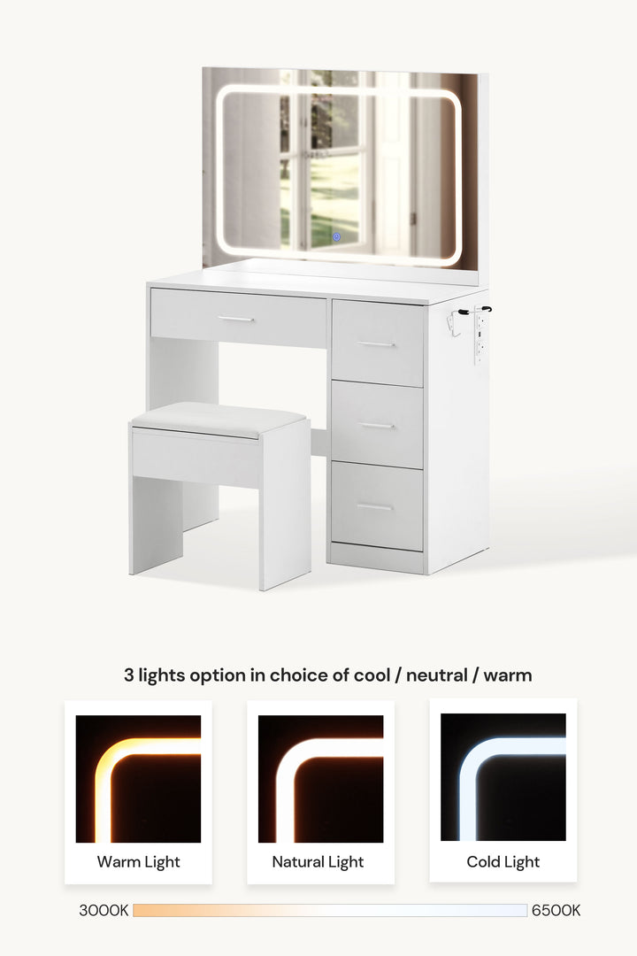 Hollywood LED Light Dressing Table Set [Hairdryer Holder]